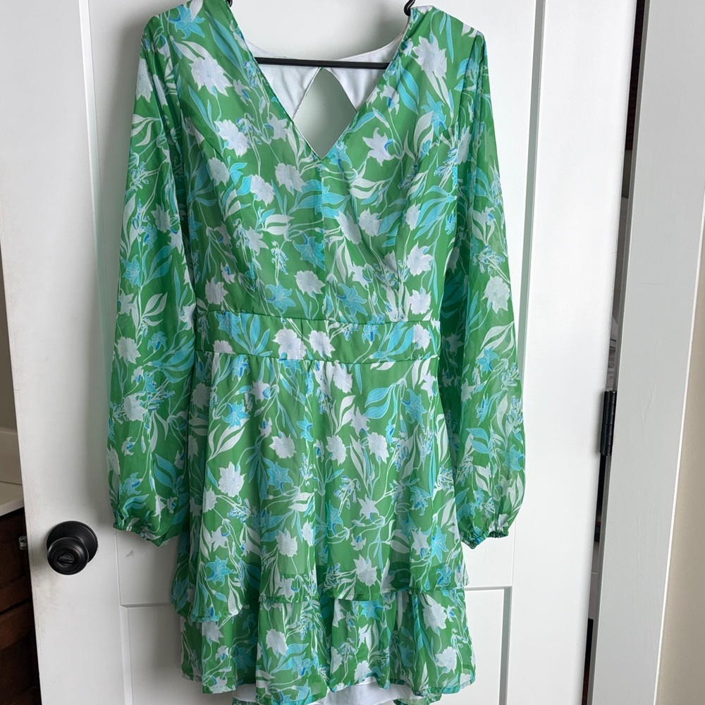 Jessica Simpson Green and White Striped Dress